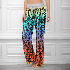 Colorful Skull Diamond Art Women's High-waisted Wide Leg Pants