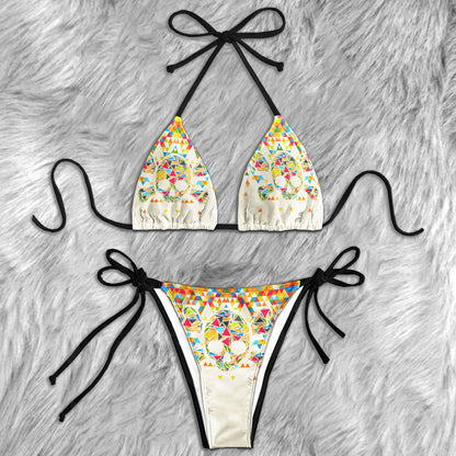 Colorful Triangular Skull Micro Triangle Bikini Swimsuit