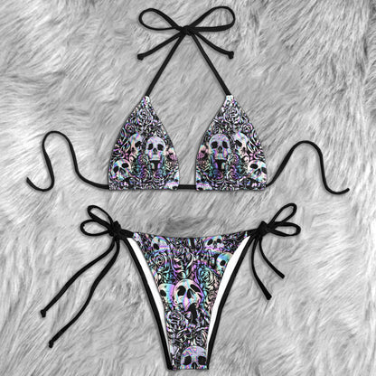 Holographic Afterlife Skull Micro Triangle Bikini Swimsuit