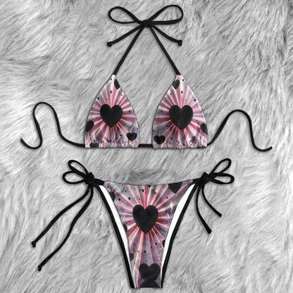 Dark Romance Heart Micro Triangle Bikini Swimsuit