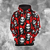 Red Nightmare Art Combo Hoodie and Leggings - Dark and edgy matching set with skull designs for a unique and stylish look