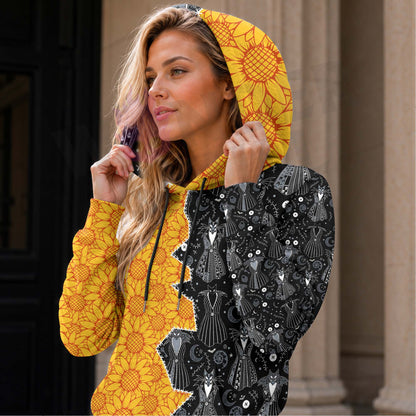 Women Hoodie and Leggings, Golden Blooms & Gothic Couture Outwear Pants Outfit