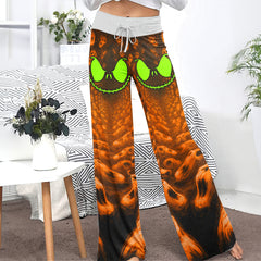 Infinite Orange Skull Art Women's High-waisted Wide Leg Pants