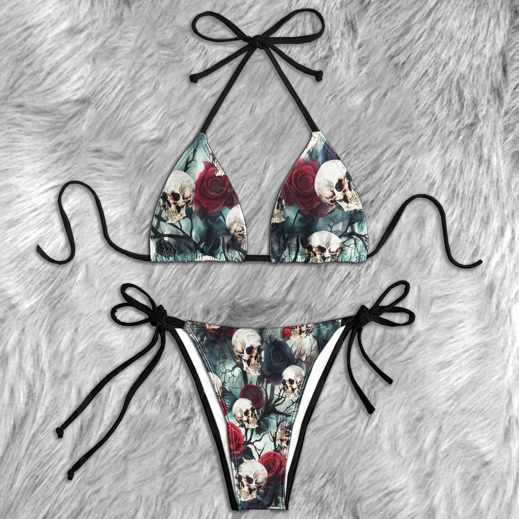 Bloody Roses & Silent Skulls Micro Triangle Bikini Swimsuit