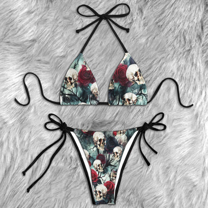 Bloody Roses & Silent Skulls Micro Triangle Bikini Swimsuit