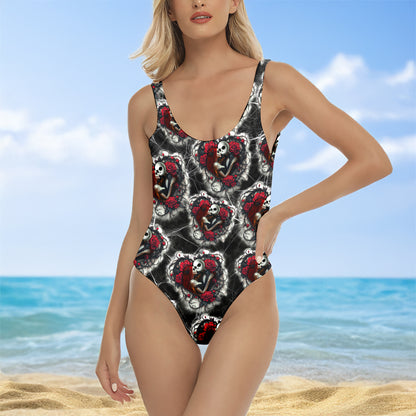 One Piece Bikini Pattern Couple Art Print Swimwear