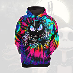 Nightmare TieDye Colorful Combo Hoodie and Leggings - Dark and edgy matching set with skull designs for a unique and stylish look