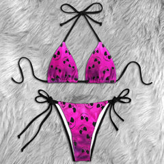 Gothic Neon Pink Phantom Micro Triangle Bikini Swimsuit