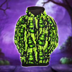 Green Nightmare Art Theme Combo Hoodie and Leggings - Dark and edgy matching set with skull designs for a unique and stylish look