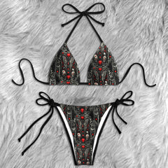 Gothic Love Spell Skull Micro Triangle Bikini Swimsuit