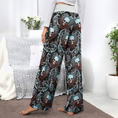 Skull Ornament Gothic Women's High-waisted Wide Leg Pants | Wonder Skull