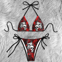 Midnight Rose Chaos Skull Micro Triangle Bikini Swimsuit