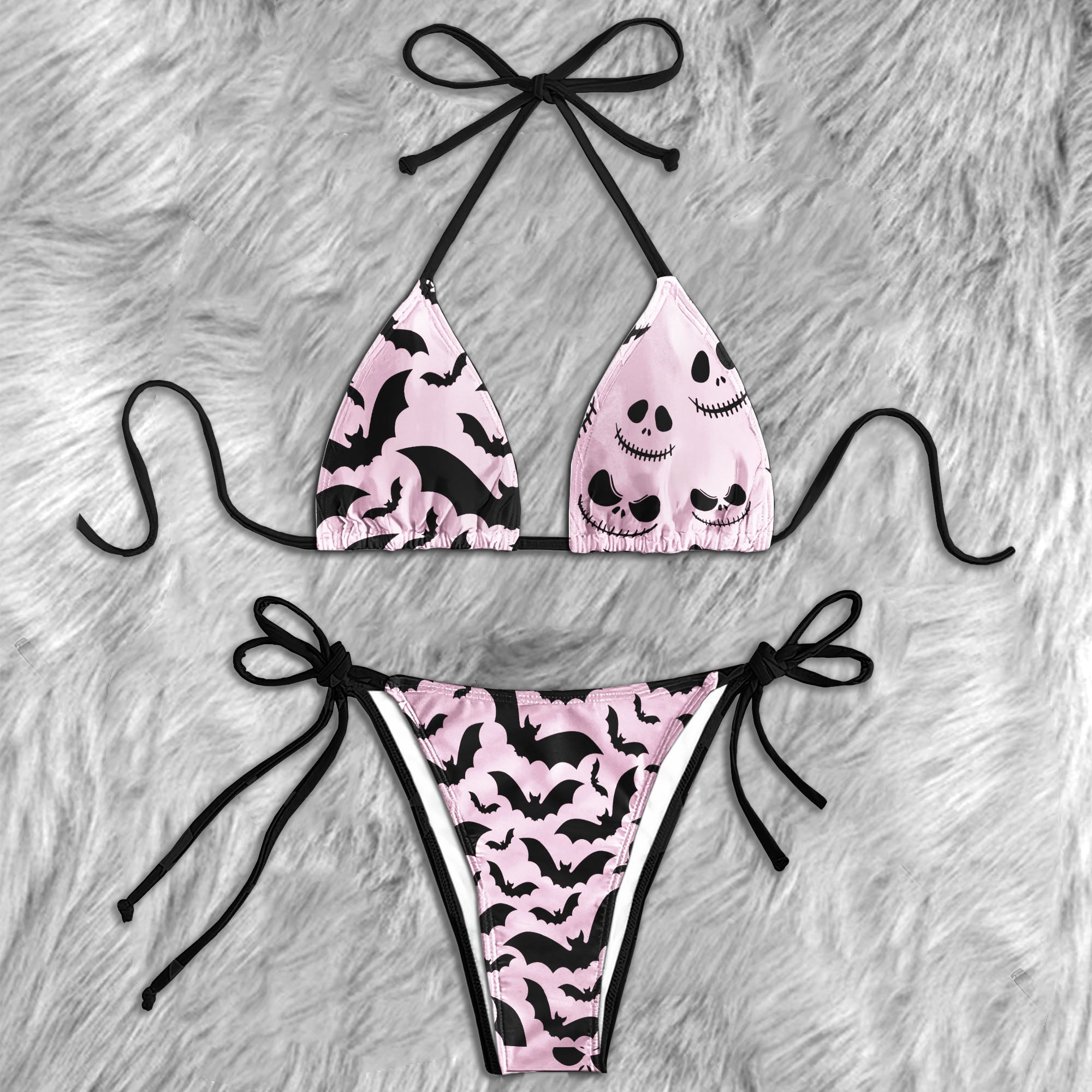 Gothic Giggles Pattern Micro Triangle Bikini Swimsuit