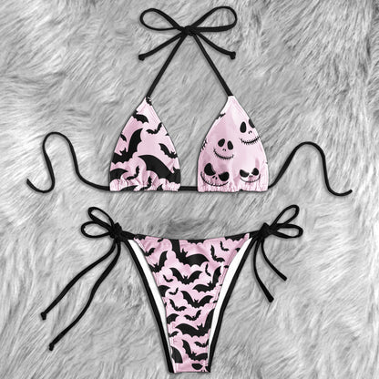 Gothic Giggles Pattern Micro Triangle Bikini Swimsuit
