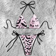 Gothic Giggles Pattern Micro Triangle Bikini Swimsuit