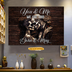 You Me Got US - Custom Personalized Names Gothic Skull And Roses Canvas