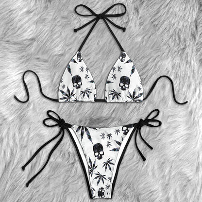 Black & White Skull Aesthetic Micro Triangle Bikini Swimsuit