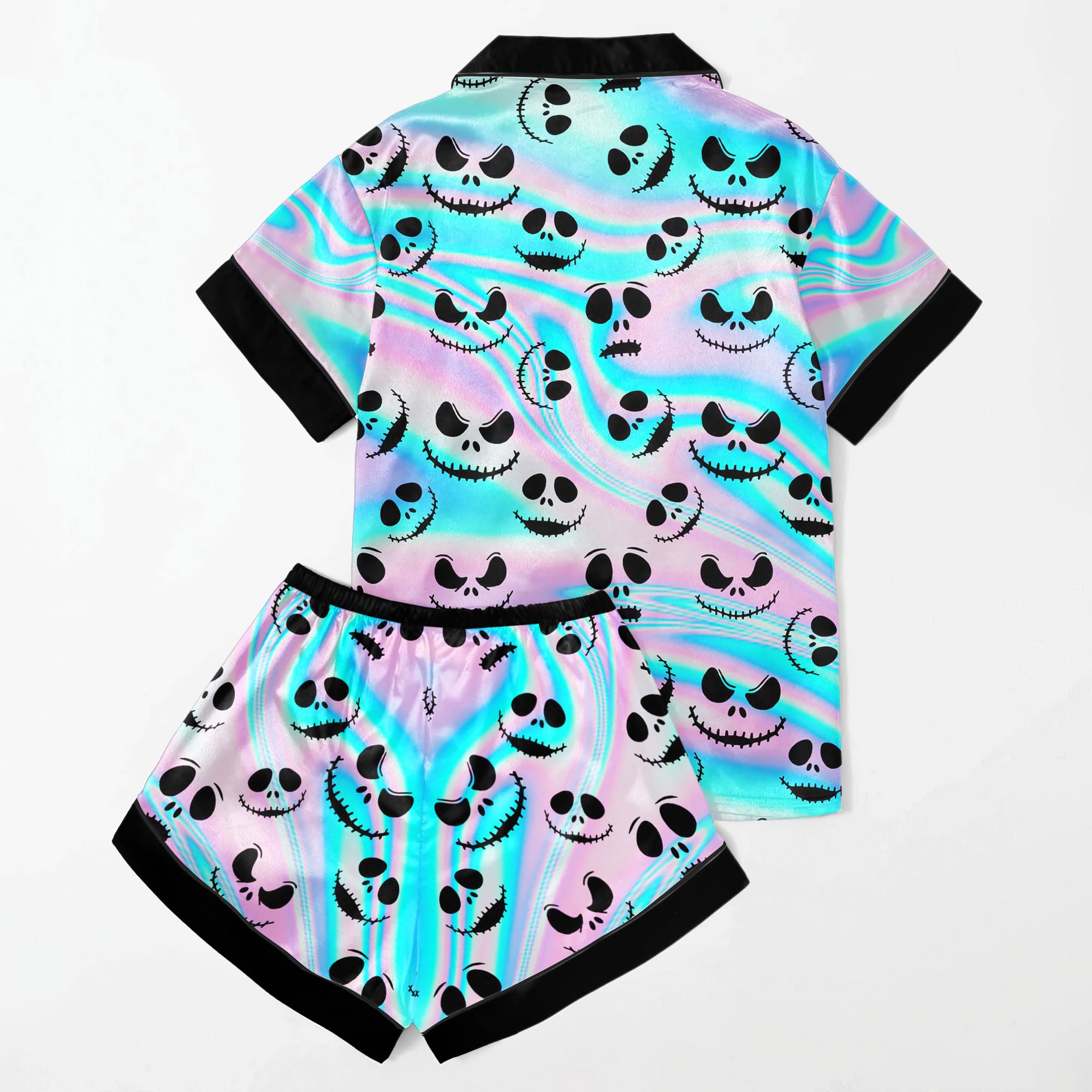 Holographic Pattern Women's Pajama Sets Top Sleeve & Short Bottom