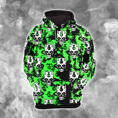 Dark Green Skull Devil Combo Hoodie and Leggings - Dark and edgy matching set with skull designs for a unique and stylish look