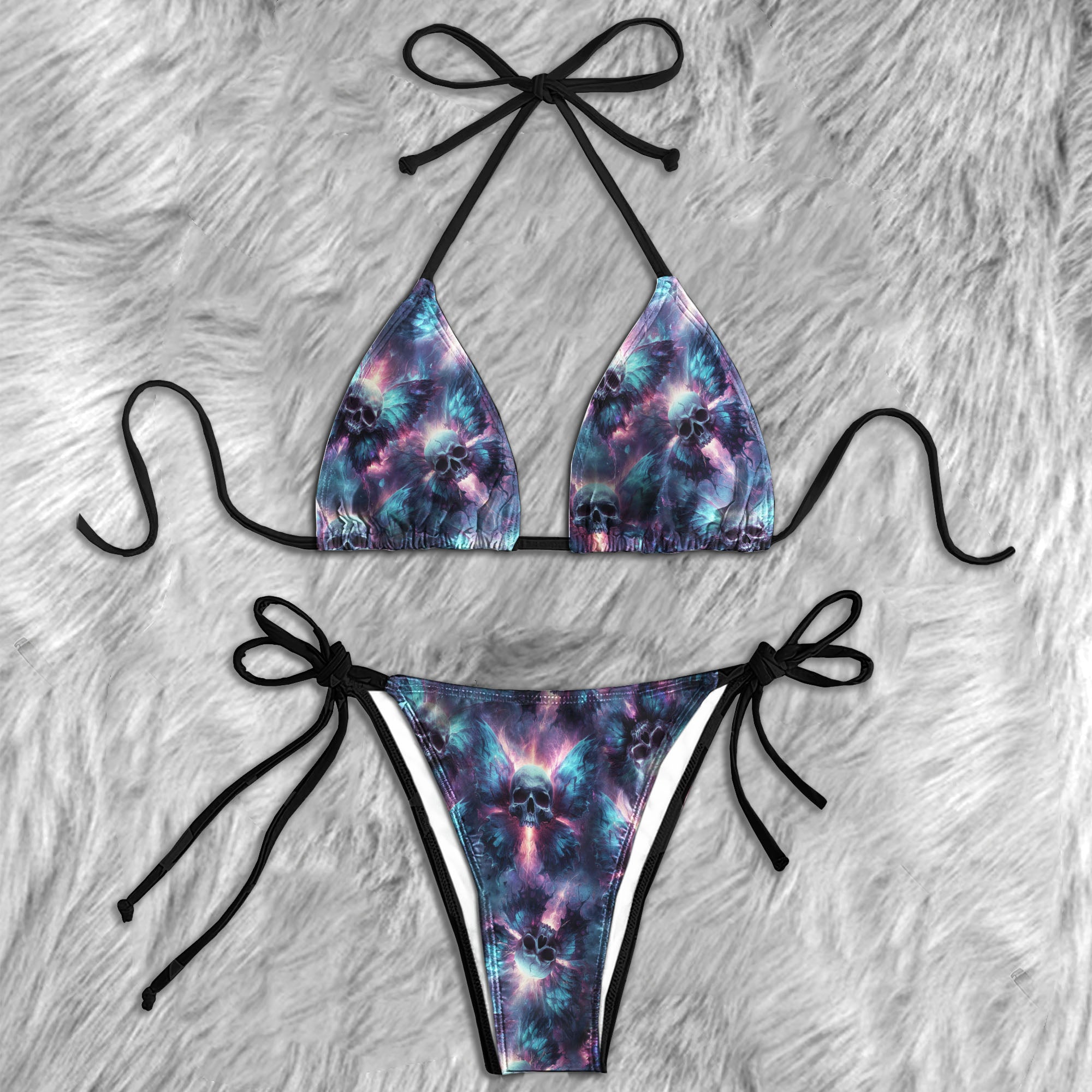 Wings Skull Afterlife Micro Triangle Bikini Swimsuit