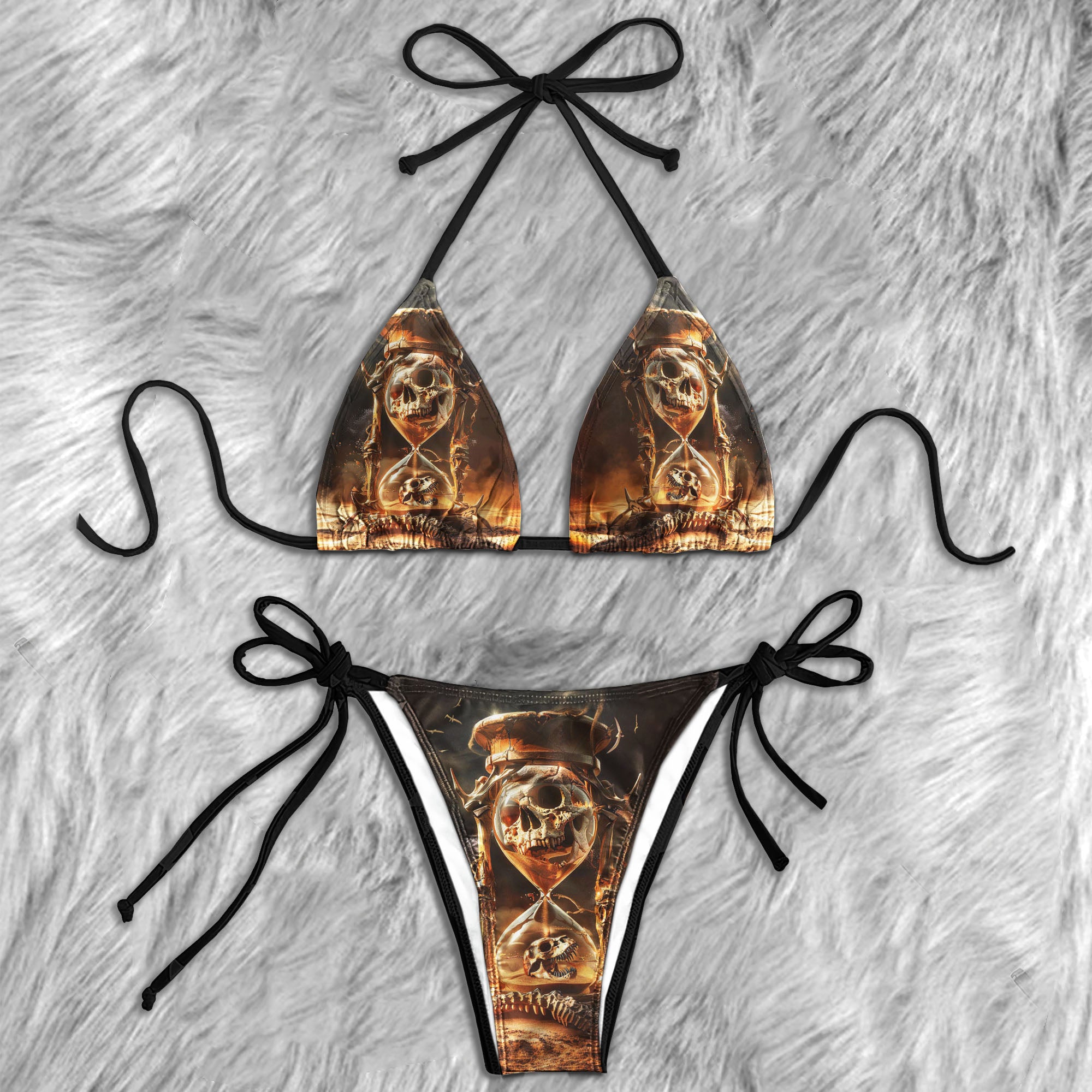 Dinosaur Skull Hourglass Micro Triangle Bikini Swimsuit - Wonder Skull
