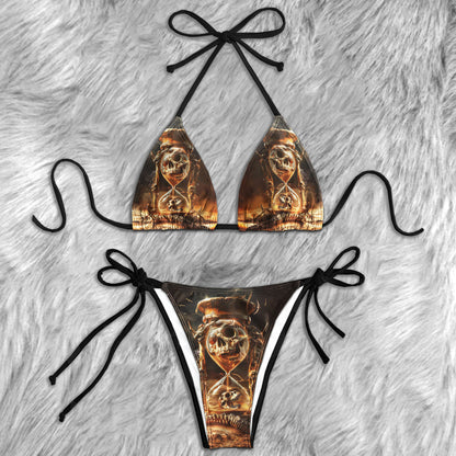 Dinosaur Skull Hourglass Micro Triangle Bikini Swimsuit - Wonder Skull