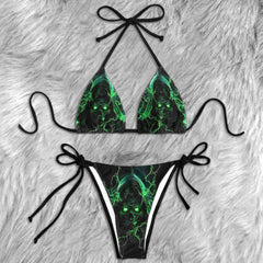 Green Thunder Grim Reaper Micro Triangle Bikini Swimsuit - Wonder Skull