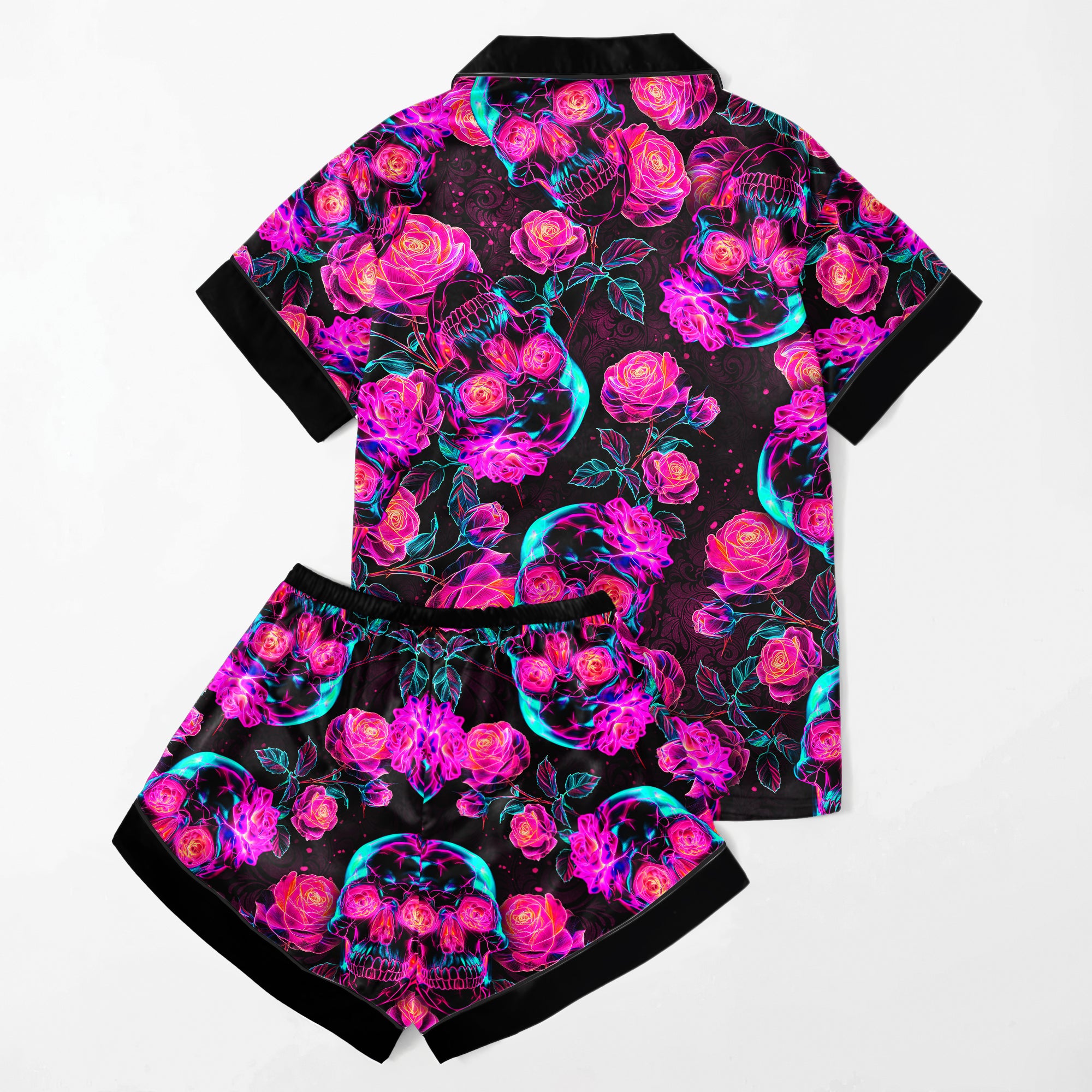 Chic and stylish women's pajama set with unique design prints and statement sleeves, Soft and luxurious fabrics make this pajama set perfect for bedtime or lounging at home.