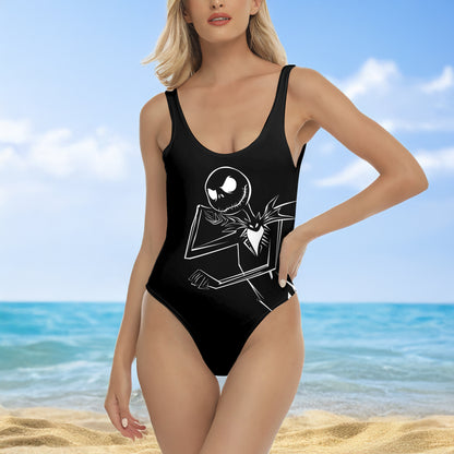 One Piece Bikini Shadow Skeleton Art Print Swimwear