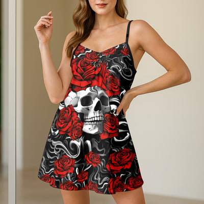Rose Crown Skull Short Cami Dress