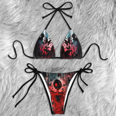 Chained Skeleton Dark Micro Triangle Bikini Swimsuit