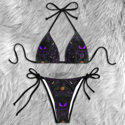 Gothic Halloween Damask Pattern Micro Triangle Bikini Swimsuit