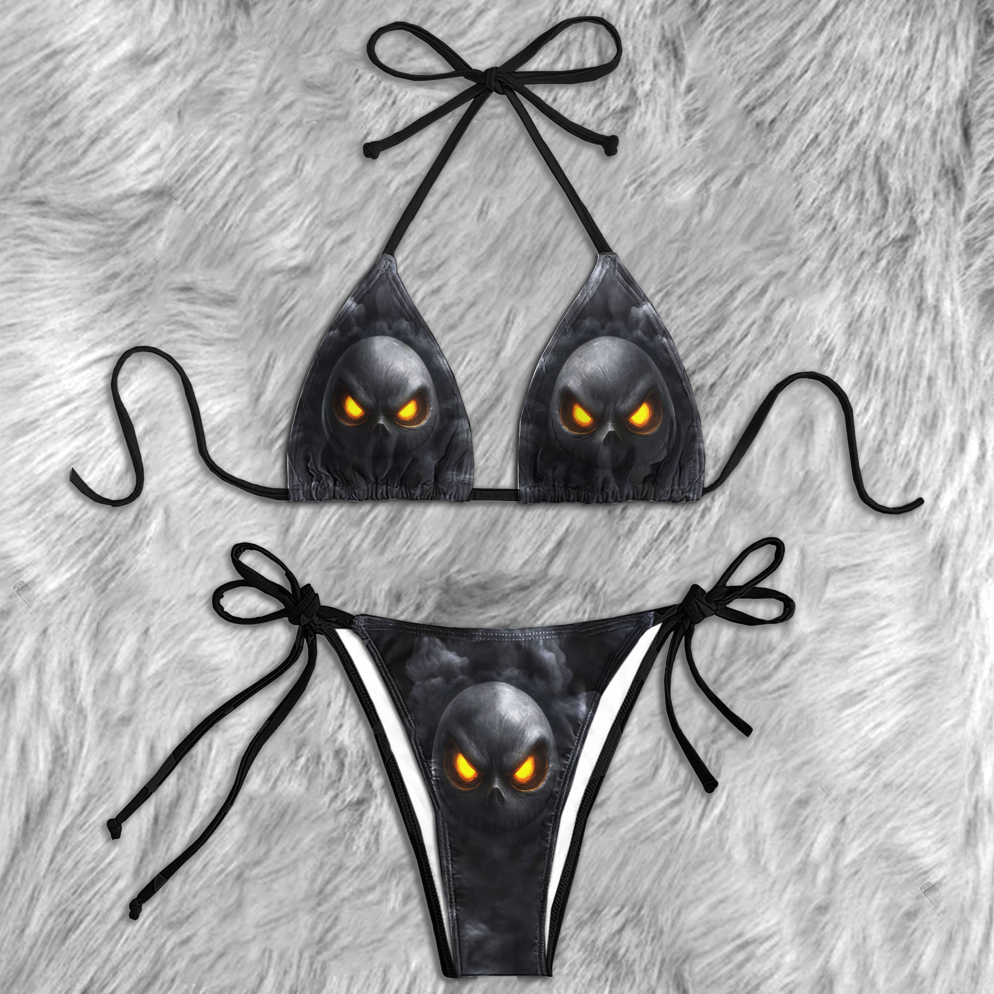 Infernal Smoke Skull Micro Triangle Bikini Swimsuit