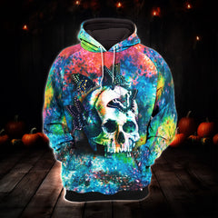 Skull Butterfly Paint Art Combo Hoodie and Leggings - Dark and edgy matching set with skull designs for a unique and stylish look.