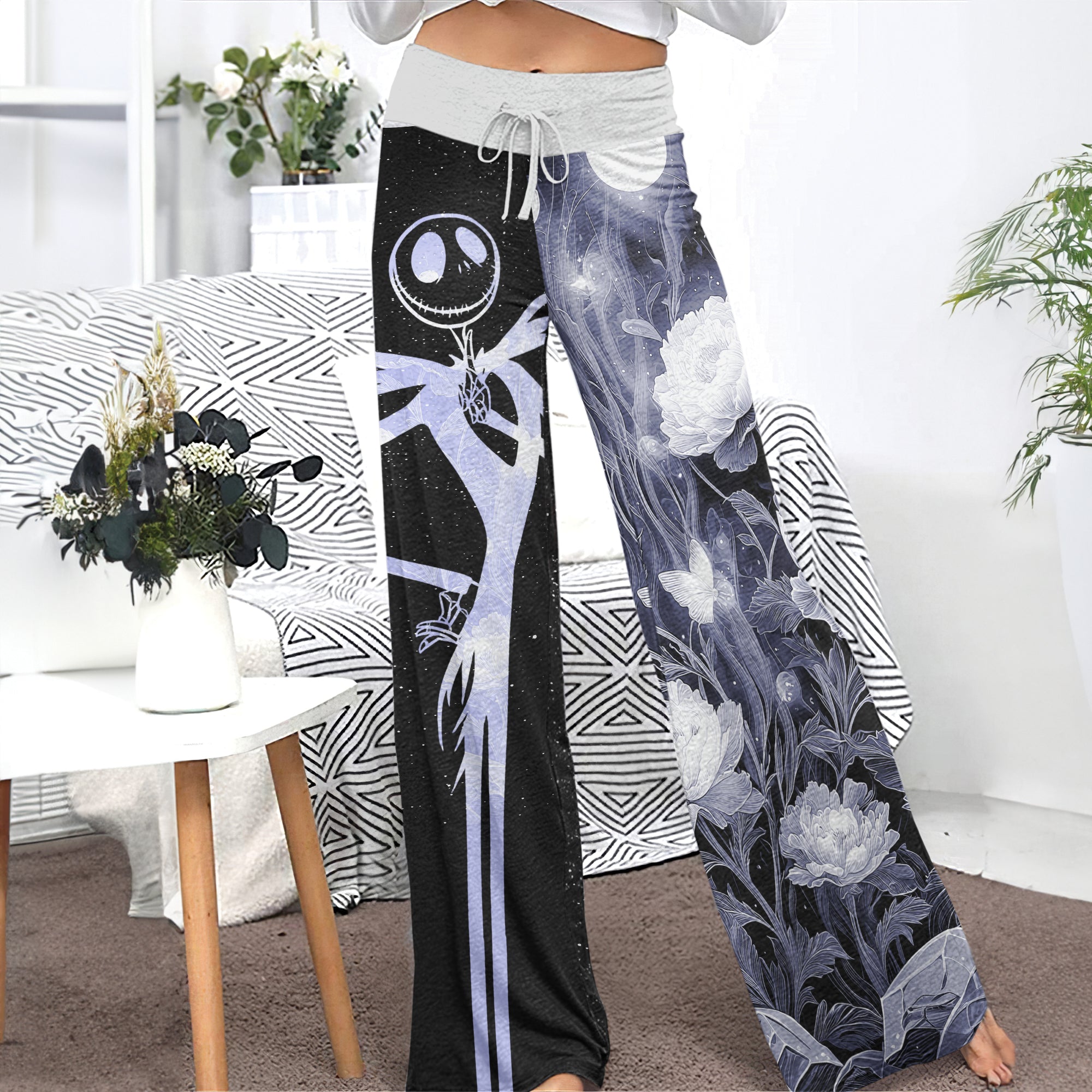 Twilight Bones & Blossoms Women's High-waisted Wide Leg Pants