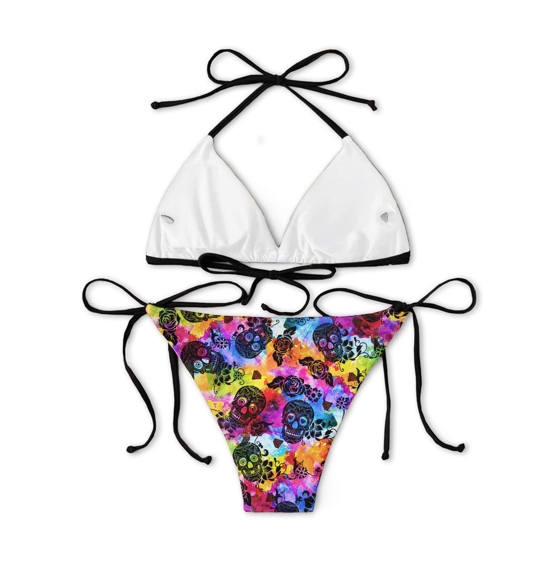 TieDye Pattern Skull Micro Triangle Bikini Swimsuit - Wonder Skull