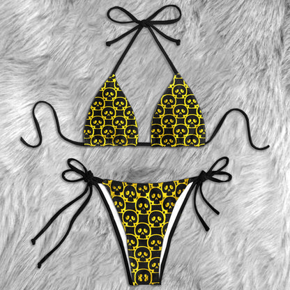 Abstract Geometric Skull Micro Triangle Bikini Swimsuit