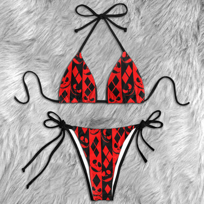 Diamond Stitch Skeleton Micro Triangle Bikini Swimsuit