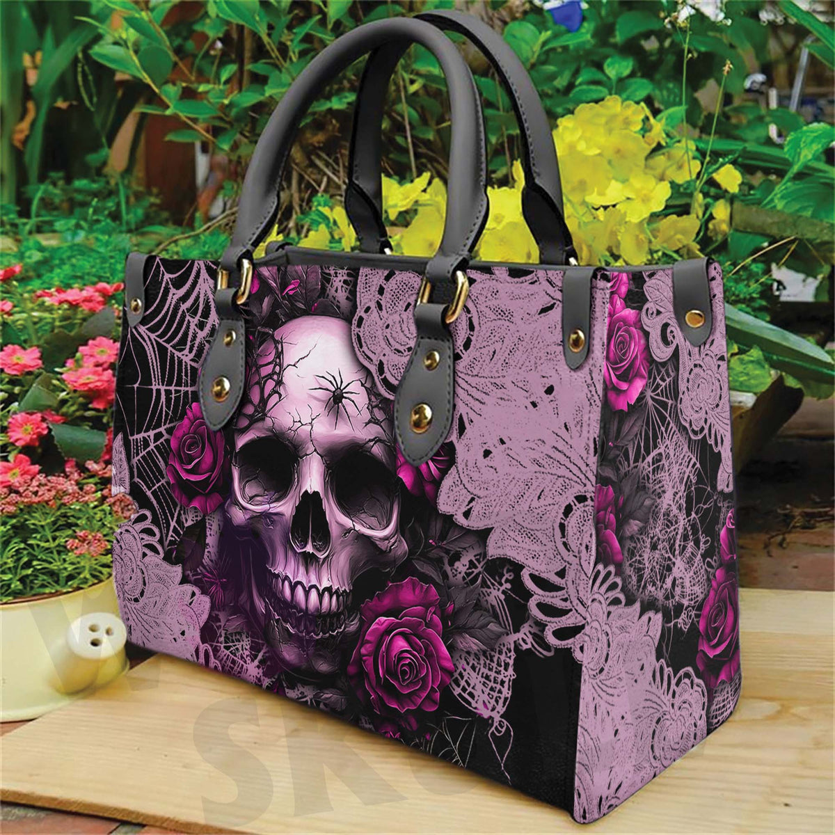 Wonder Skull structured tote bag solves the "I can't find anything in my bag" problem. The roomy interior fits your tablet, phone, wallet, water bottle, umbrella, and cosmetics — without the overstuffed look. Multiple interior pockets keep everything organized, so you're never digging around at checkout. Reinforced rivet corners and quality metal hardware ensure the bag holds up to daily use. Whether you're heading to work, running errands, or catching a flight, this tote keeps you looking put-together.