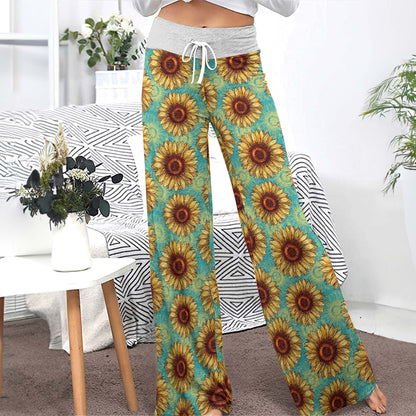 Gothic Summer Sunflower Women's High-waisted Wide Leg Pants