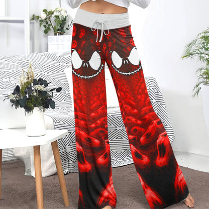 Infinite Red Skull Art Women's High-waisted Wide Leg Pants