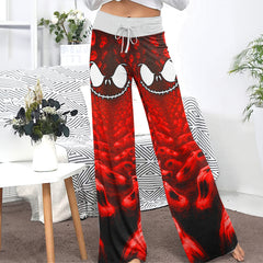 Infinite Red Skull Art Women's High-waisted Wide Leg Pants