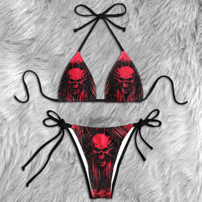 Dark Grunge Grime Skull Micro Triangle Bikini Swimsuit