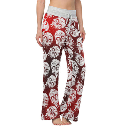 Gradient Skull Melting Women's High-waisted Wide Leg Pants | Wonder Skull