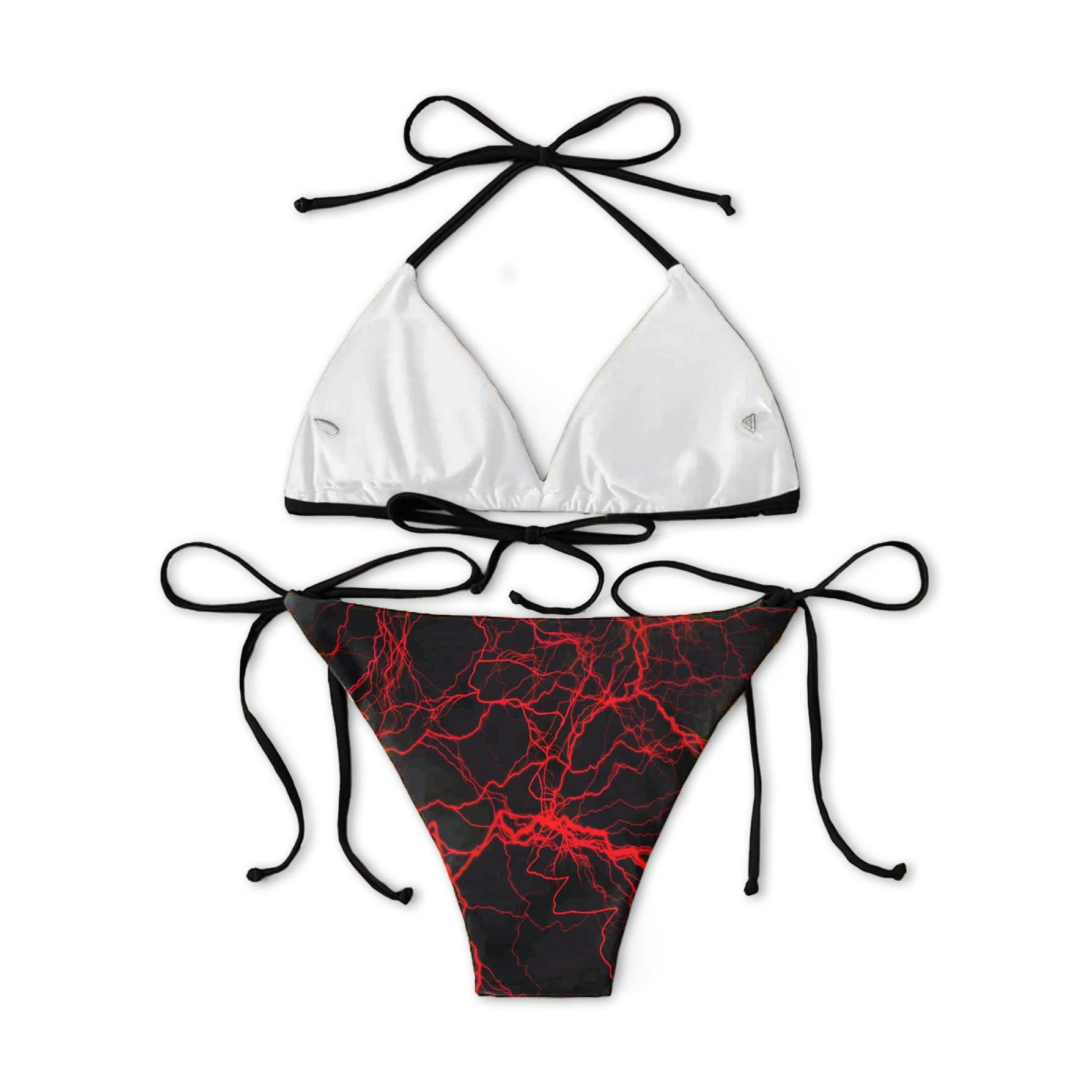 Vivid Red Skull Thunder Micro Triangle Bikini Swimsuit - Wonder Skull