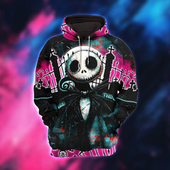 Women Hoodie and Leggings, Pink Skeleton Nightmare Outwear Pants Outfit