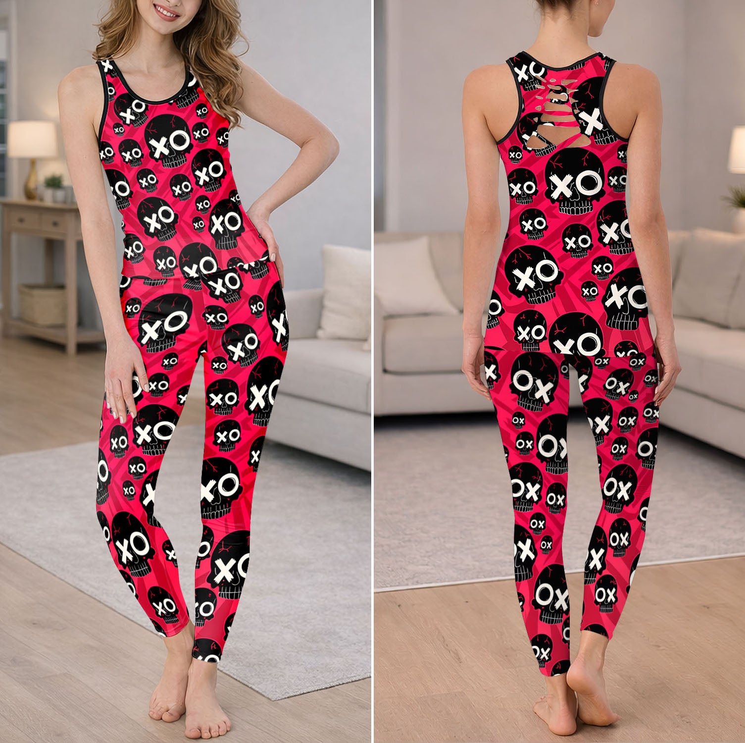 Pink Punk Love Skull Tanktop and Leggings