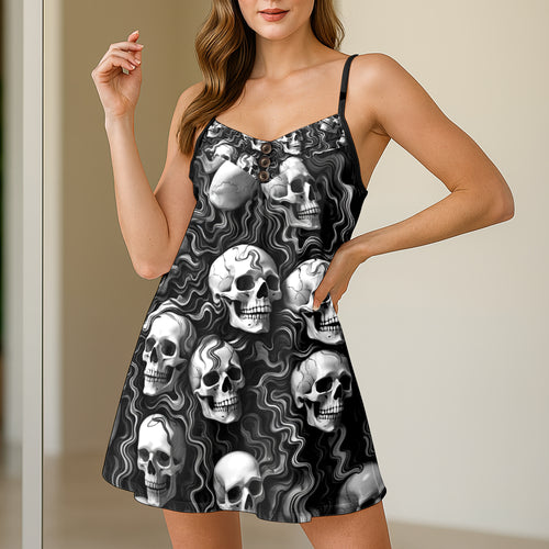 Woven Skulls Pattern Short Cami Dress