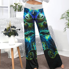 Nightmare Art Theme Women's High-waisted Wide Leg Pants | Wonder Skull