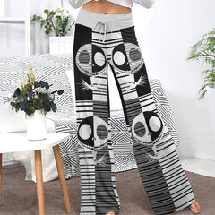 Black & White Nightmare Art Women's High-waisted Wide Leg Pants